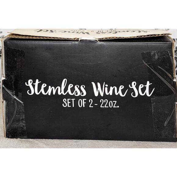 NWT Meow Or Never Gold Black Cat Kitten Stemless Wine Glass Set 22 oz - Picture 6 of 6